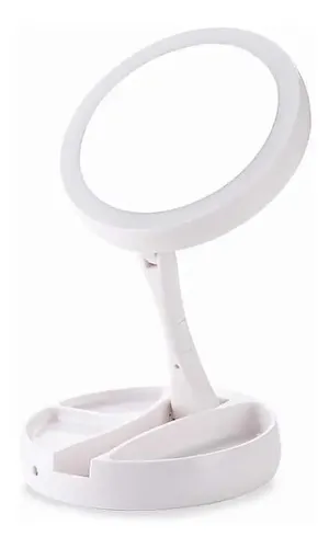 Espejo Con Luz Led P/maquillaje C/aumento Doble Faz Plegable