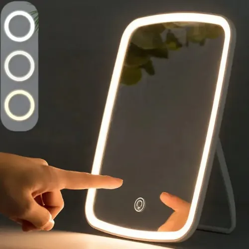 Espejo Para Maquillaje Led Recargable Portatil Cálido Frío