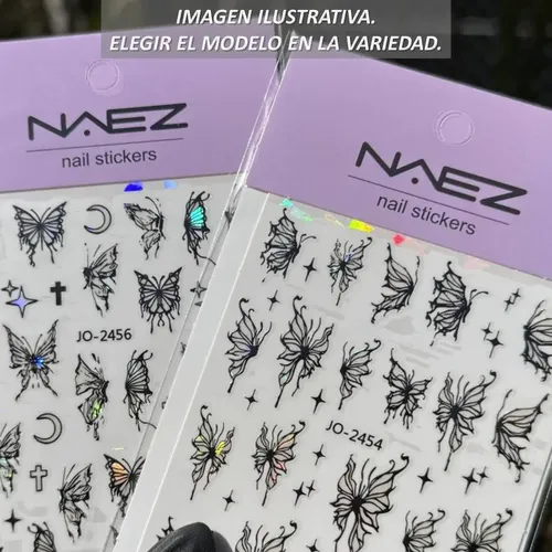 Stickers Autoadhesivos Uñas Mariposas Brillo Perlado Lazer