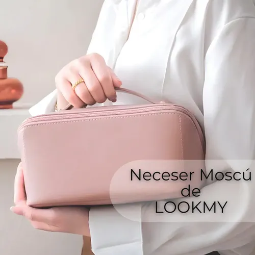 Neceser Rosa Modelo Moscú De Lookmy Porta Maquillaje Mujer | Porta cosméticos de eco cuero para viaje o baño