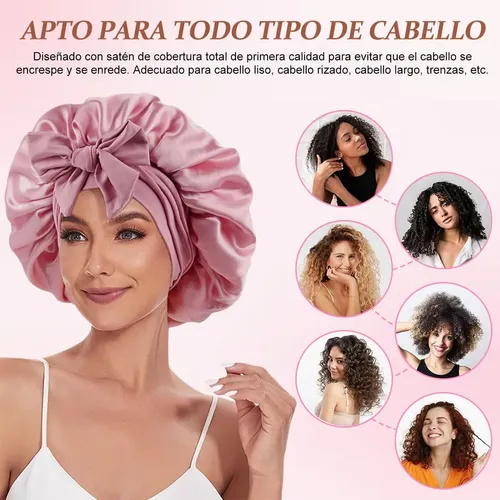 A Gorro Turbante Satén For Dormir 2 Piezas Rosa . Pink-2pcs