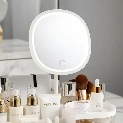 Organizador De Maquillaje Espejo Skincare Brochas Accesorios