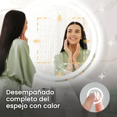 Espejo Redondo con Luz LED y Antivaho de 60 cm para Baño