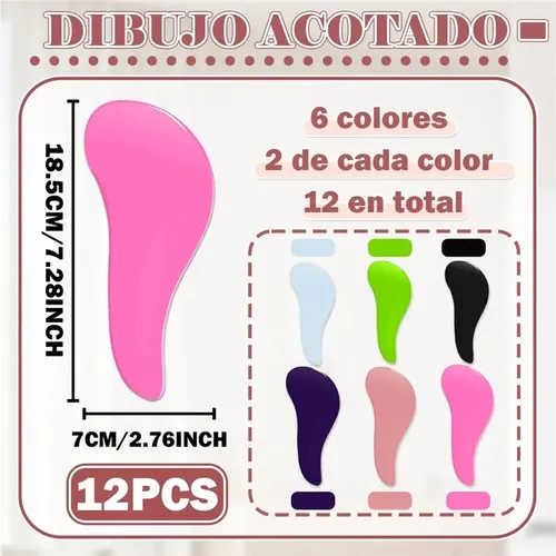 12pc Cepillos Para Alisadores Masaje Peine Para Cabello Rosa