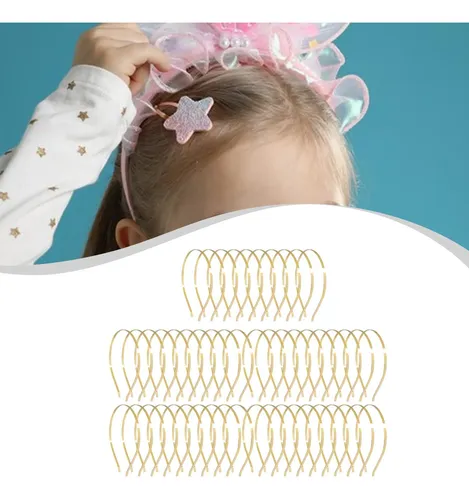 Diadema De Metal Con Base En Blanco, Flexible, Lisa, Oro