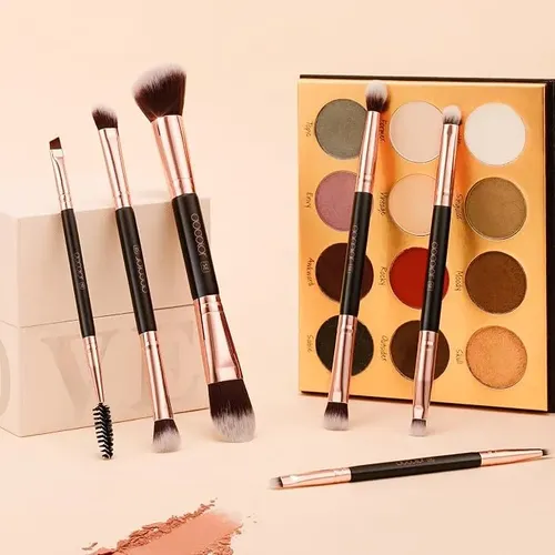 Docolor-set De 6 Pinceles Dobles De Maquillaje Facial/cerdas