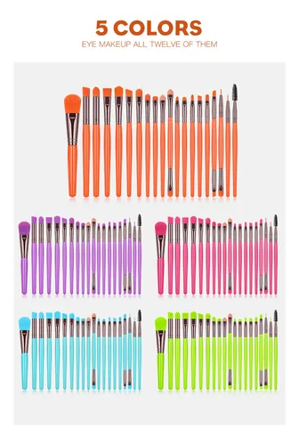 Juego De 20 Brochas De Maquillaje De Cerdas Suaves: Para Bas