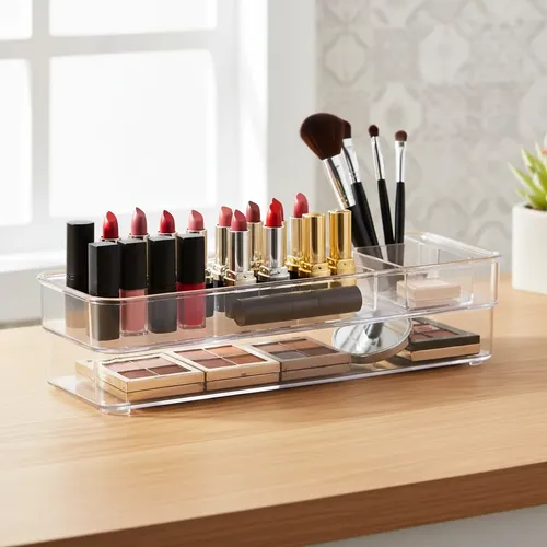 Setx2 Organizador Acrílico 30×7,5×5,2 Cubiertos Maquillaje