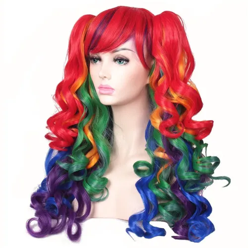 Jf713 Peluca De Cosplay Rizada Multicolor 70cm Multicolor