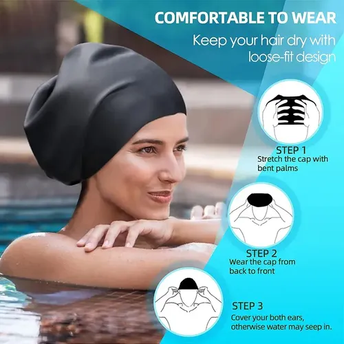 :@ Gorro De Natación De Silicona Extra Grande For Cabello \