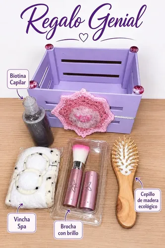 Set De Regalo Spa Belleza Mujer Con Caja Vincha Y Cepillo