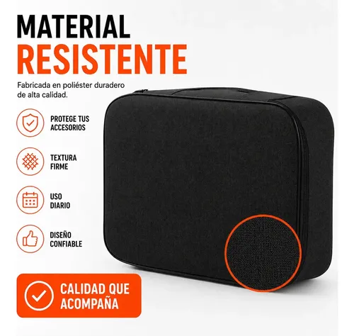 Portacosmeticos Neceser Organizador Viaje Maquillaje Estuche Negro Lisa