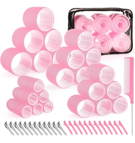 Piezas De Rizador De Pelo De Plástico Autoadhesivas Z50 Rosa
