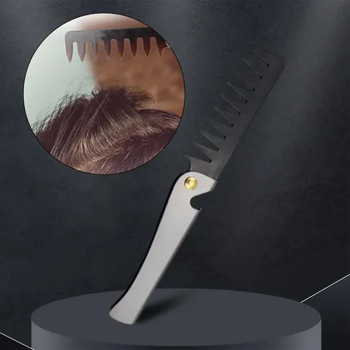 Peine De Bolsillo Vintage De Acero Inox Para Barba Y Cabello