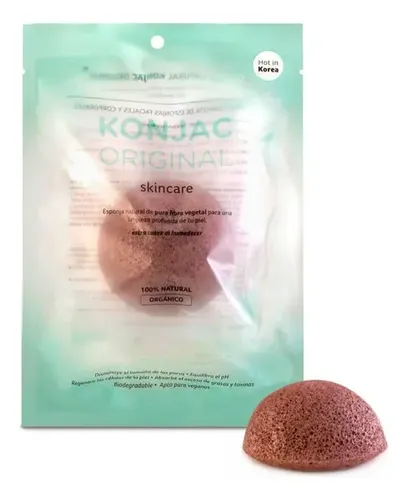 Esponja Natural Konjac Arcilla Roja Pieles Deshidratadas