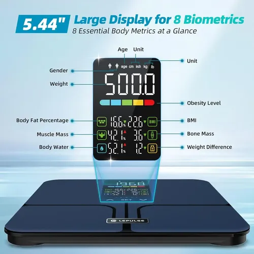 Lepulse Báscula De Grasa Corporal Sin App, 500lb Báscula…