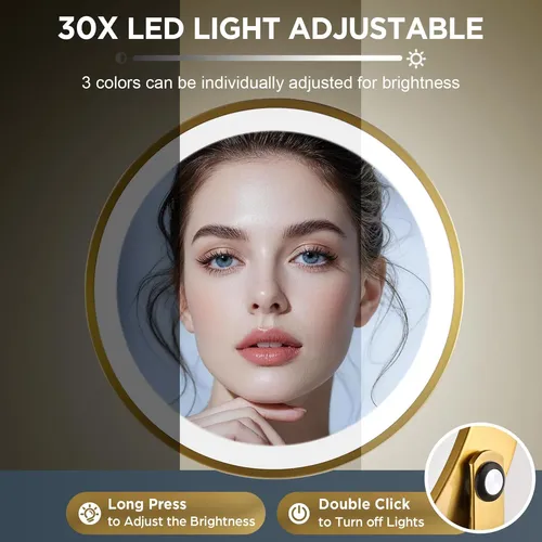 Espejo De Maquillaje Daslava 30x Dorado Con Luces Led