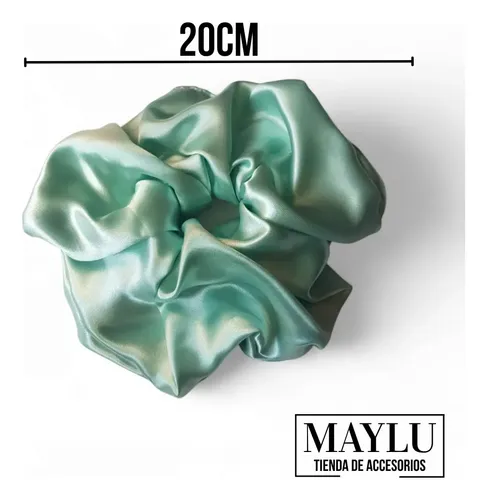 Scrunchie Saten,colita De Pelo Antifrizz,maxi Scrunchie Raso – Verde Aqua