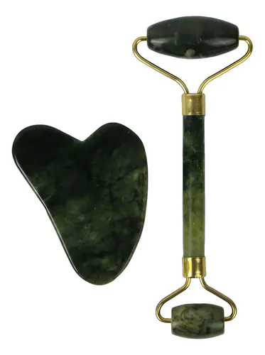 Jade Roller Piedra Guasha Verde Masajeador Importado