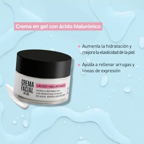 Crema Facial Gel Get the Look Ácido Hialurónico Hidratante Sin Fragancia