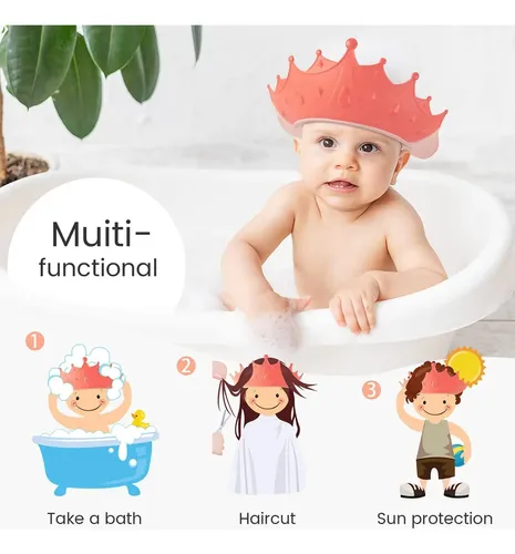 Gorro De Ducha Para Bebé Funupup Rosa Ajustable Para Baño