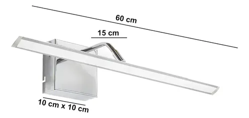 Aplique Pared Cuadros Movil Led 60 Cm Baño Espejos Luz Calida Direccionable Acero Gioluce