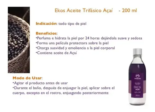 Oleo Aceite Trifasico Corporal Acai 200ml Ekos Natura Vegano