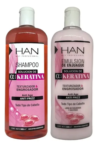 Combo Han Shampoo + Acondicionador Keratina Engrosador 500ml