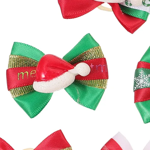 10 Unidades De Lazos Para El Pelo De Navidad Para Mascotas,