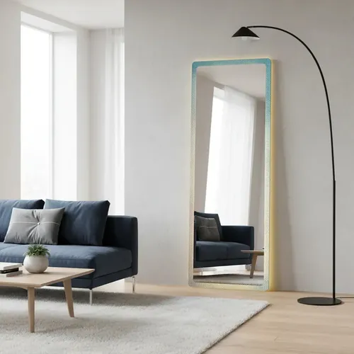 Espejo Led vertical 140×50 Botón Frontal Cálida/fría grande Colgar