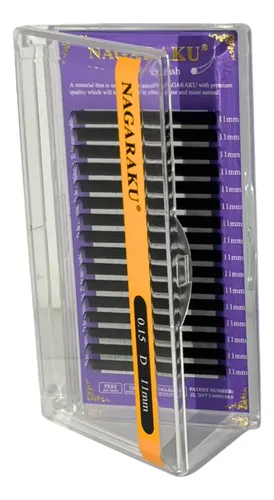 Kit Nagaraku Extensiones De Pestañas Clásicas 0.15 Curva D Largos 11 Al 15 Mm