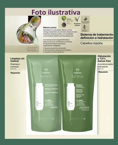 Shampo + Acondicionador Cabellos Rizados Rulos Lumina Natura