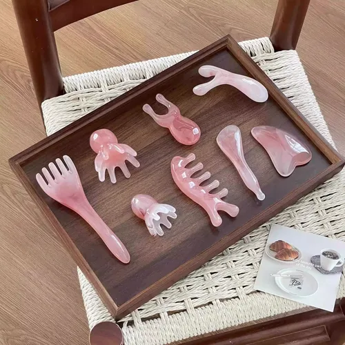 8pcs Set Herramientas Gua Sha Facial Masaje Cabeza Pulpo