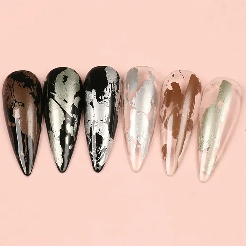 Lámina De Uñas Silpecwee, 10 Rollos De Oro Metalizado, Plata