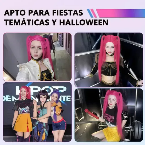 Peluca Larga Cosplay Anime Con Flequillo Para Disfraces