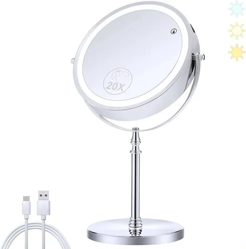 Espejo Maquillaje Iluminado Con Aumento 20x