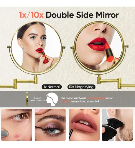 Espejo De Maquillaje Gurun De Pared De 8  Con Aumento 10x, D