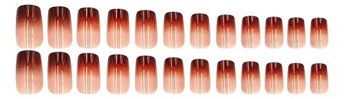 Kit De Uñas Postizas Autoadhesivas Cortas Con 24 Piezas