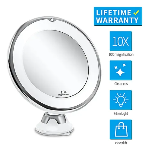 Espejo De Maquillaje Led Con Aumento De 10x Y 18 Luces Led