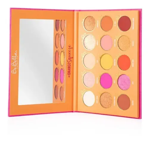BeBella Orange Squeeze Paleta De Sombras 15 Tonos Cálidos Matte Y Shimmer Alta Pigmentación