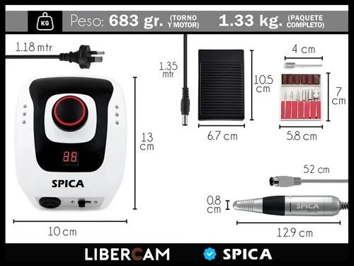 Set Torno De Uñas SPICA S-320 Manicura Pedicura Manos Pies Color Blanco