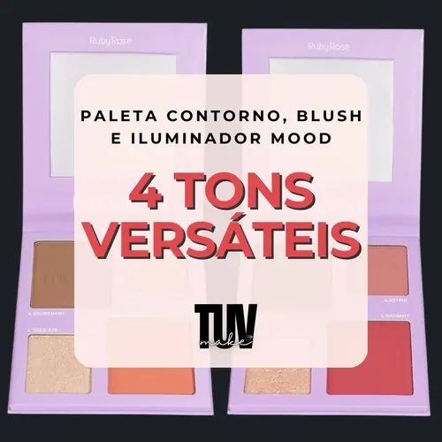 Paleta de coloretes para contorno e iluminador Mood Ruby Rose Tone Makeup Group 2
