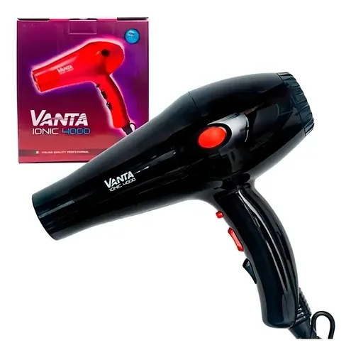 Secador de Pelo Vanta 4000 Ionic Negro 2000W Iónico Profesional 2 Velocidades