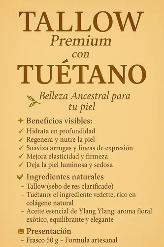 Crema Tallow Sebo De Res Beef Con Aceite De Tuétano Antiarr