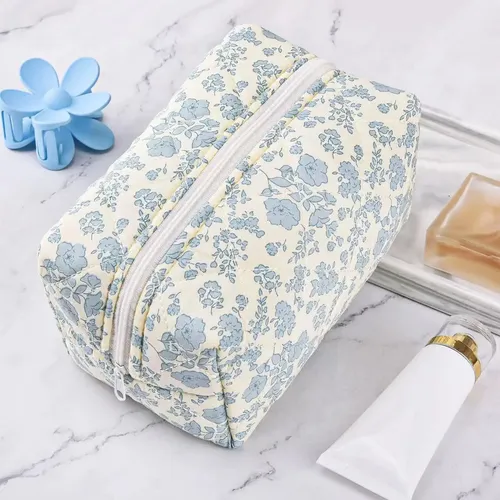 Bolsa De Maquillaje Floral, Bolsa De Maquillaje Acolchada [