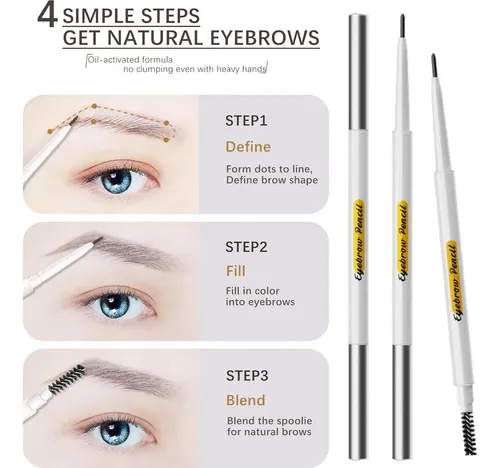 Lápiz De Cejas Waterproof Kemelo Jane 4 Piezas