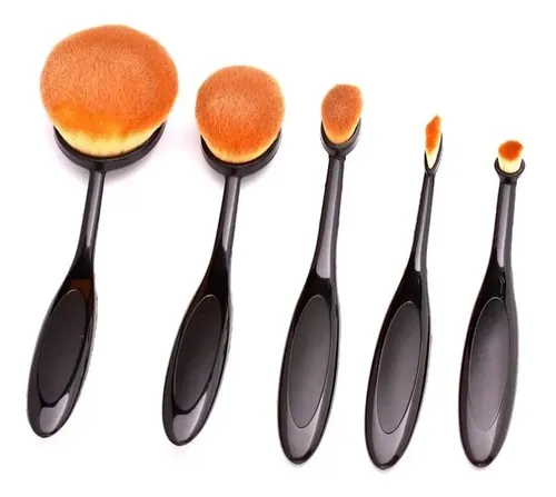 Set 5 Brochas Oval Negras Con Caja Profe