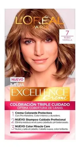 Kit Tintura Permanente L’ Oréal Paris Excellence Creme 7 Rubio