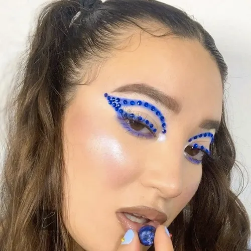 Combo Maquillaje Sombras Fluor Glitter Strass Delineador