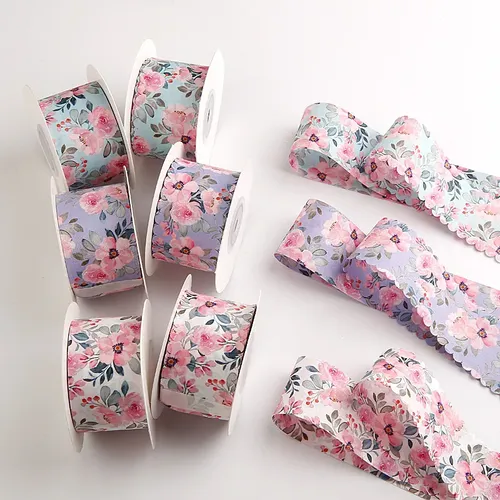Lazos Para El Pelo Con Flores Con Borde Ondulado De 5 Yardas